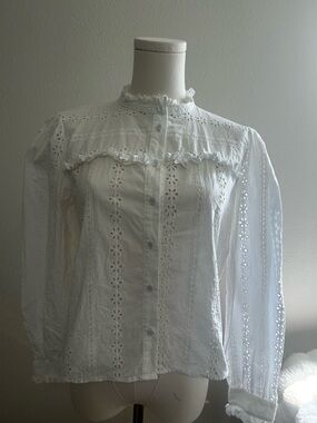 Zara Ivory Floral Lace Blouse